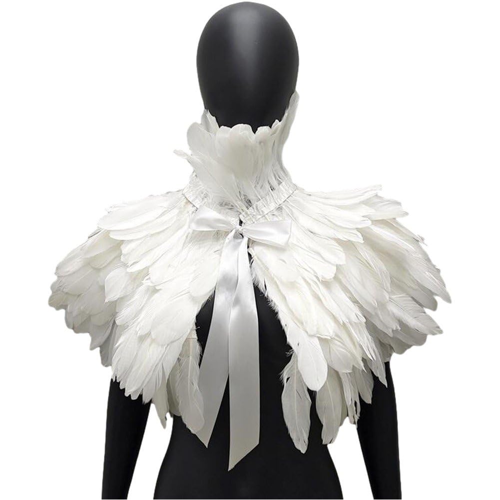 Costume réaliste de reine avec cape en plumes et accessoires reine snood