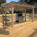 Yardenaler 6 x 13 FT Wooden Grill Gazebo with Sloping Metal Roof, 2 Full Size Grills, BBQ Canopy for Outdoor Patio, Lawn, Garden, Light Mocha Brown
