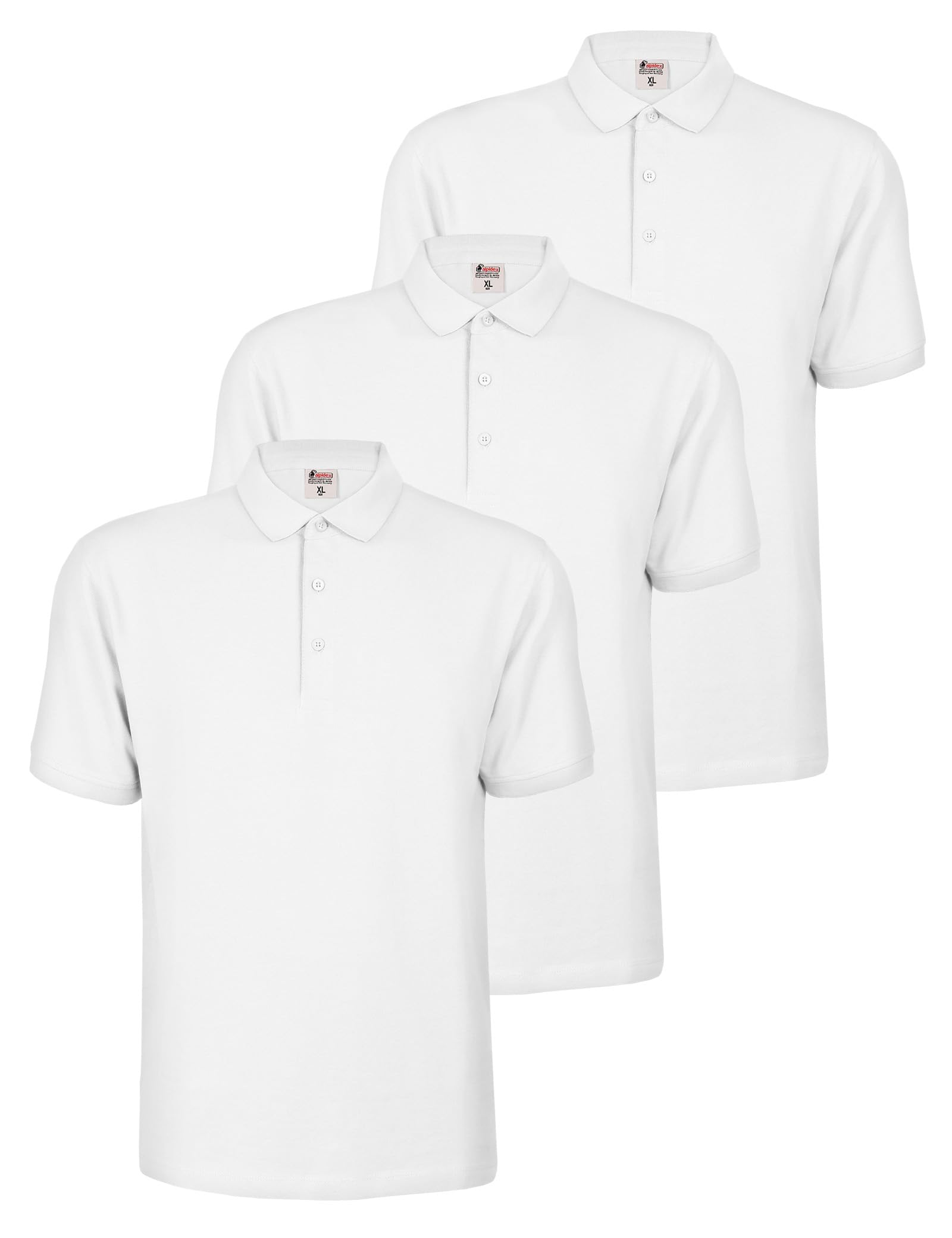ALPIDEX Camiseta Polo Hombre Pack de 3 Camisa de Manga Corta 100% Algodón Unicolor Polo Casual S M L XL XXL 3XL 4XL 5XL