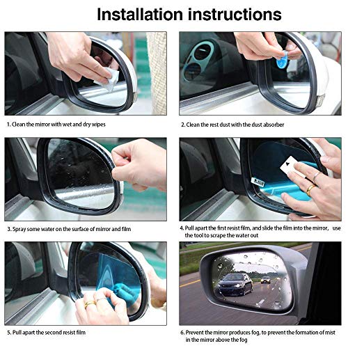 Image of CARTMAN Anti Fog Anti-Mist Rainproof Protective Film For Side Mirror | Water Protective Film Sticker for Car Anti-Glare, Anti-Scratch, Rainproof- Oval (Pack Of 2)