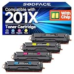 SODFACE 201X 201A Toner Cartridge Compatible for HP M277dw Toner 201X 201A for Color LaserJet Pro MFP M277dw M252dw M277n M274n M252n CF400X CF401X CF402X CF403X (Black Cyan Yellow Magenta, 4-Pack)