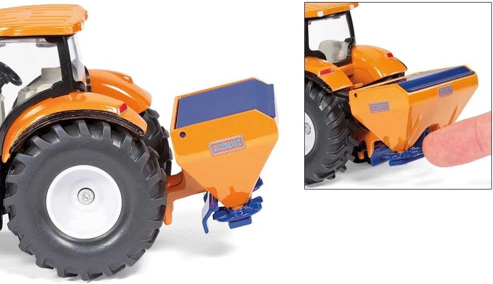 Siku 2940, Tractor with Snowplough and Salt Spreader, Winter Maintenance, 1:50, Metal/Plastic, Orange/Blue, Removable attachments