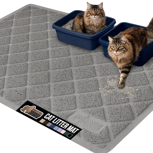 Image of Gorilla Grip Original Premium Durable Multiple Cat Litter Mat (47x35), XL Jumbo, No Phthalate, WaterResistant, Traps Litter from Cats, Scatter Control, Mats Soft on Kitty Paws (Gray), 1 Count, Plastic