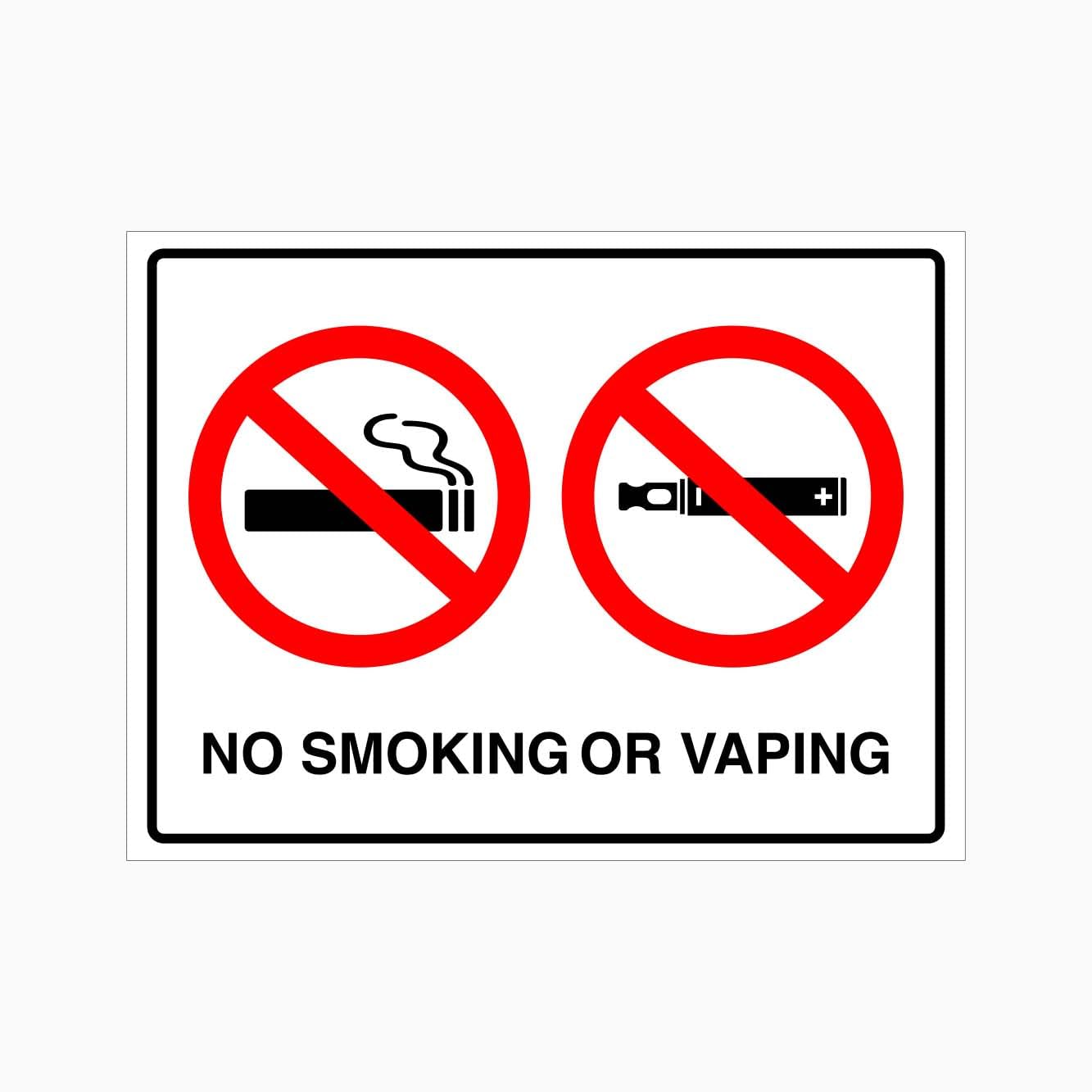 NO SMOKING OR VAPING Sign, 12x8 Metal Tin Sign, fire safety ban for smoking and vaping.