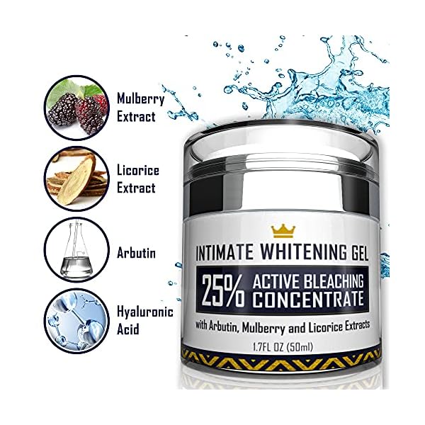 Intimate-Whitening-Cream-Made-in-USA-Skin-Lightening-Gel-for-Body-Face-Bikini-and-Sensitive-Areas-Underarm-Bleaching-Cream-with-Mulberry-Extract-Arbutin-Licorice-Extract-17-oz Intimate Whitening Cream - Made in USA Skin Lightening Gel for Body, Face, Bikini and Sensitive Areas - Underarm…