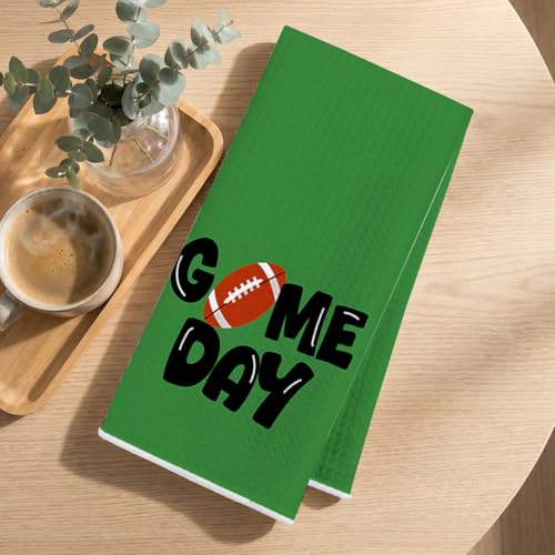 Image of 4 Pcs Football Hand Towels for Bathroom 24x14 Inch, Footballs Gifts Reusable Dish Towels for Kitchen Bathroom Home Decor, Waffle Weave Hand Cloth Tea Towel, Football Lover Gifts for Women Friend