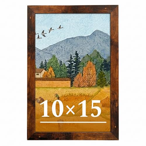 Veleclo 10x15 Picture Frame for Wall Display 10x15 Brown Picture Frame with Shatter Resistant Plexiglass Stable and Sturdy 10 x 15 Poster Frame for Wall Display Handpicked Gift Collection 1 Pack
