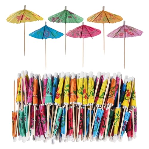 Paper Cocktail Umbrellas 50pcs - 10cm Mini Drink Umbrellas for Cocktails Fruit Cupcakes - Colorful Party Parasols Decorative Picks for Tiki Bar Summer Hawaiian Party Supplies & Decorations