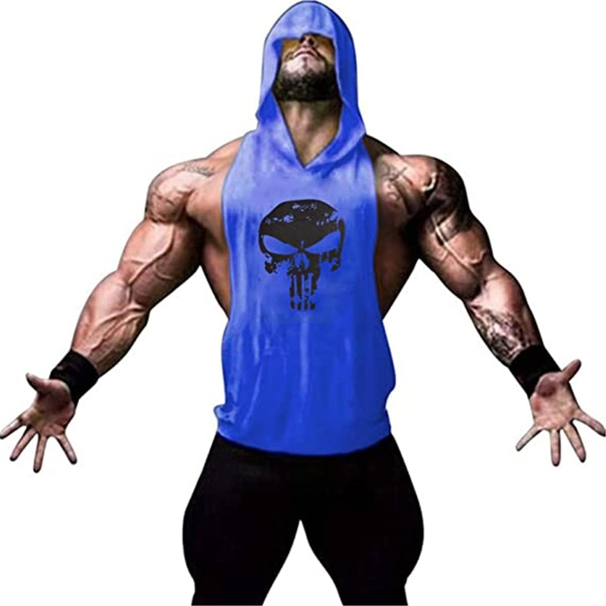 YeeHoo Men's Workout Hooded Tank Tops Bodybuilding Muscle Shirt Sleeveless Gym Training Hoodies
