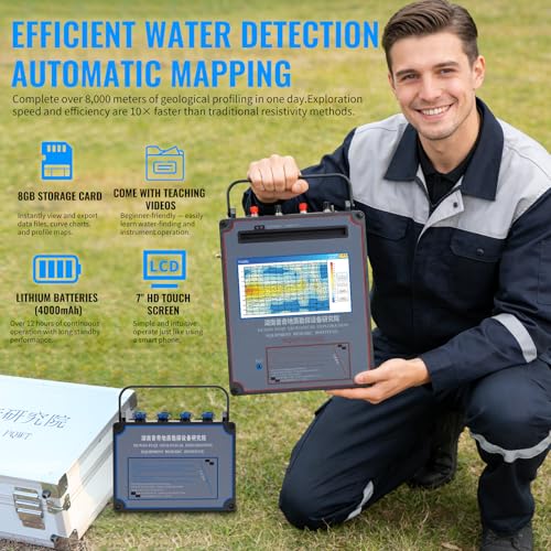 Image of TC1200 Underground Water Detector for Well Drilling Point Locate | 600 /900 /1500M Depth Optional Aquifer Scanner for Borehole Multi Frequency Water Vein Finder for Geological Exploration