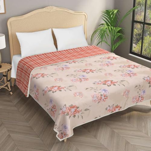 Image of Homestan Reversible All Season Cotton Feel Dohar for Double Bed,Soft Light Weight AC Blanket /Comforter for Summer /Winter /Monsoon (84x88 Inches, Spring Plaid)