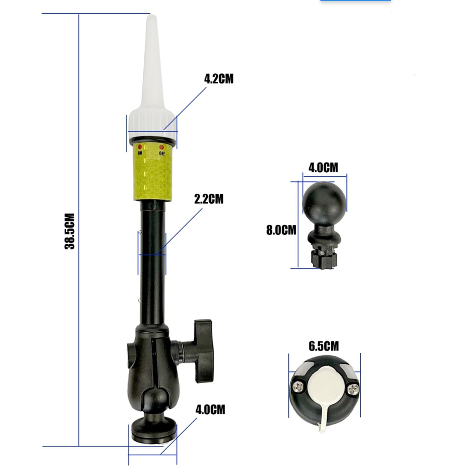 Kayak Light Luce per Kayak Barra Luminosa Palo Accessorio Antiurto Impermeabile Breve Montaggio in Nylon Acciaio PP Adatta a Club Pescatori Notturni