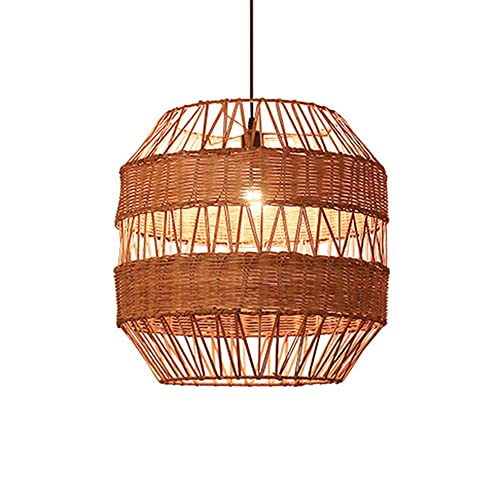 Plafonnier luminaire suspendu rustique pour cuisine et salon en osier