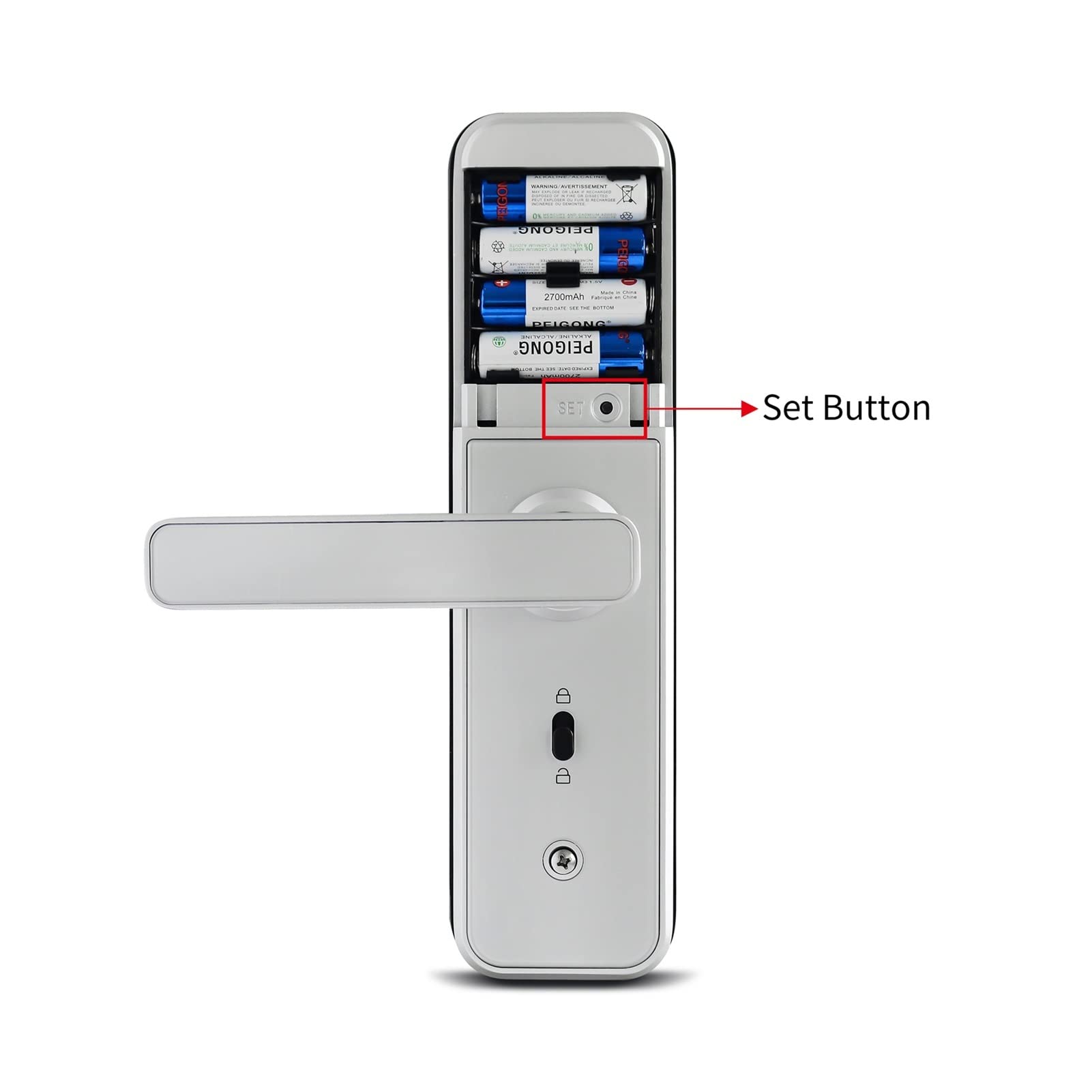 Inteligentny zamek do drzwi, Wifi elektroniczny Smart Lock Drzwi Z Ttlock App, Zabezpieczenia biometryczne Fingerprint Inteligentna blokada hasłem Rfid. Karta(4585 silver)