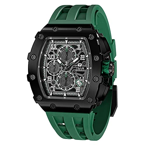 Image of TSAR BOMBA Mens Luxury Watch Watches for Men 50M Waterproof Japanese Quartz Movement Tonneau Stainless Steel Case Sapphire Glass with Chronograph Date Function Cool Unique Fashion Gift