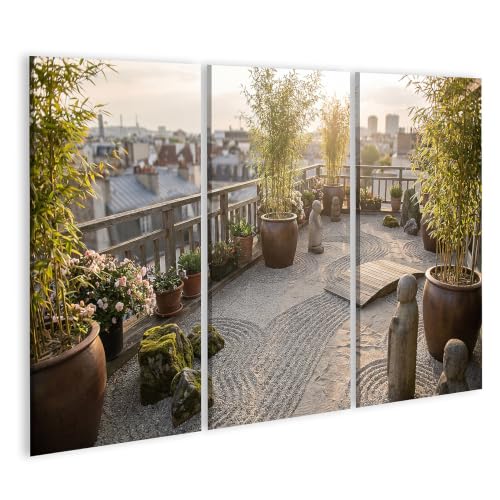 Impression sur toile jardin zen islandburner pour salon chaleureux tableau 3 pièces
