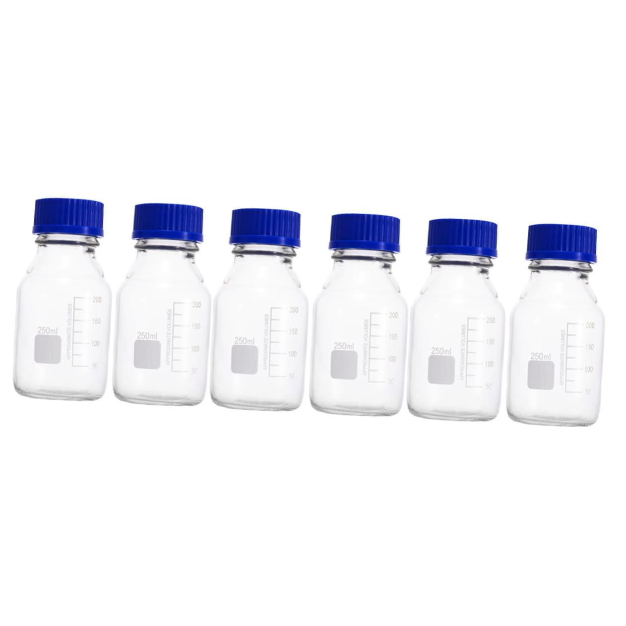 SOLUSTRE 6piezas Botellas De Muestra De Vidrio Reutilizables De Graduación Para Laboratorio Diseño Compacto y Transparente Para Almacenamiento De Materiales Químicos y Medios Entornos De