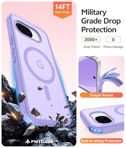 Image of FNTCASE for Google Pixel 10a Case: [Compatible with Magsafe] Translucent Matte Cases with [Screen Protector] Military Grade Shockproof Protective Magnetic Phone Cover for Pixel 10A - Light Purple