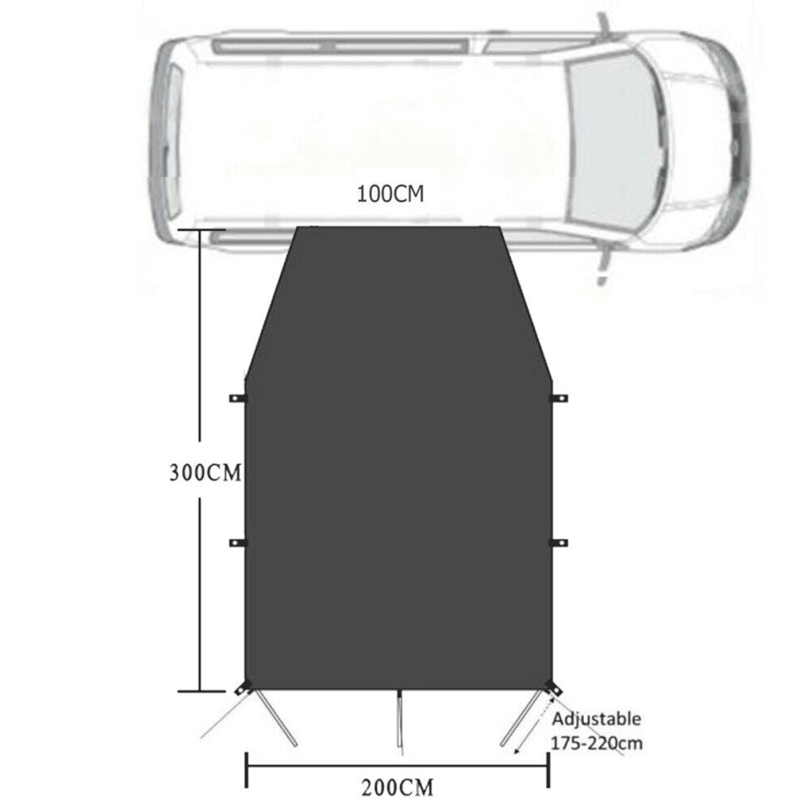 Toldo Parasol Universal,Coche Lateral Toldo Toldos Negro Poliéster Ignífugo Toldos Impermeables Para El Sol Para Autocaravanas, Furgonetas, Autocaravanas,Caravanas