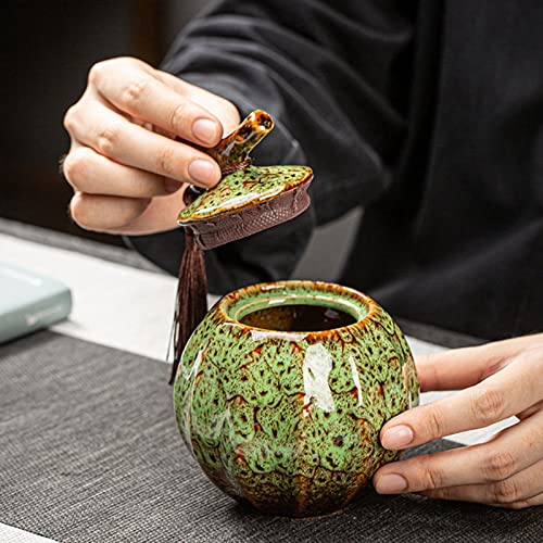 Pojemnik na herbatę. Ceramiczny słój na herbatę, herbata w stylu dyni ceramiczna beczka na herbatę czarna herbata uszczelniony zbiornik zbiornik do przechowywania herbata Puer ceramiczna hermetyczna(U