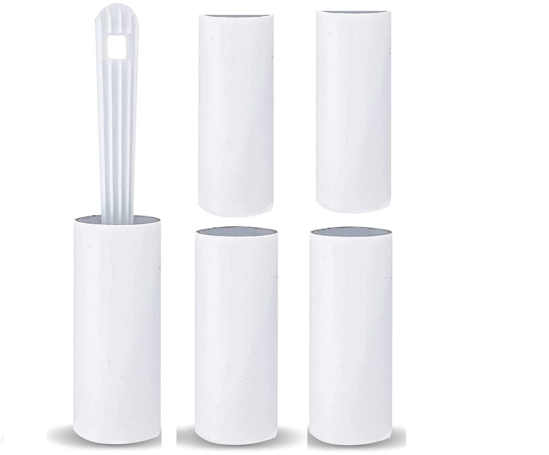 Lint Roller for Clothes Reusable (5 Pcs) Pet Hair Remover with Replacement Refills Suitable for All Fabric Types Effective on Dust Dirt Fluff Hair Ideal for Clothing Jumpers Sofas & Clothes White