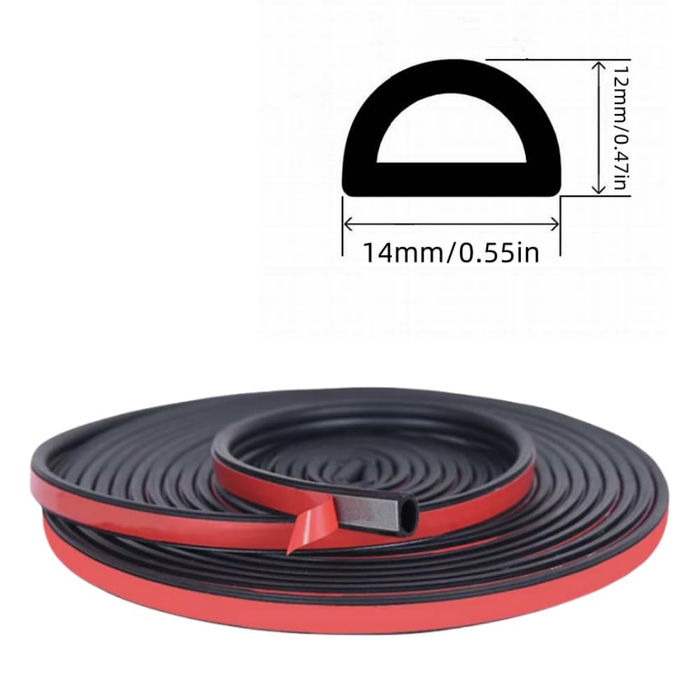 Motim Car Door Weather Stripping Flexible D Shape Rubber Seal Strip With Self Adhesive For Seal The Gaps And Soundproof Fit Most Car Truck Suv Rv Boat 32 8 Ft