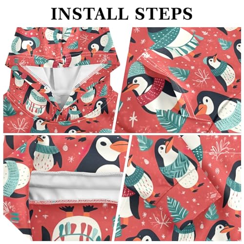 Kids Hoodies Sweaters Christmas Xmas Penguin Hooded Sweatshirts with Big Pockets for Boys Girls B04004203