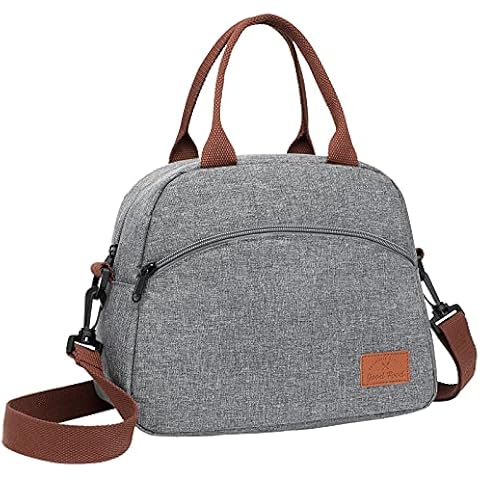 Lunch Bag, Bagseri Insulated Lunch Bags for Women and Men, with Transparent Phone Holder Pocket, 2 Way Carry Lunch Cooler Bag for Women Men Water-resistant Lining Thermal Organizer(Light Gray) Cover