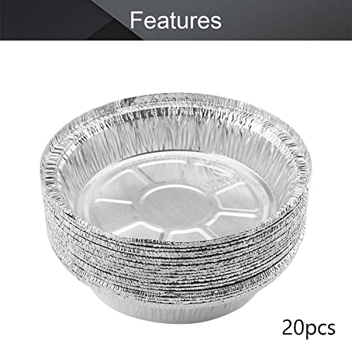 Image of Othmro 20 Pack Aluminum Pans 142mm(Bottom)*185mm(Top) Dia Disposable Foil Pans Cookware Great for Baking, Cooking, Grilling, Serving & Lining Steam Table Trays Chafers