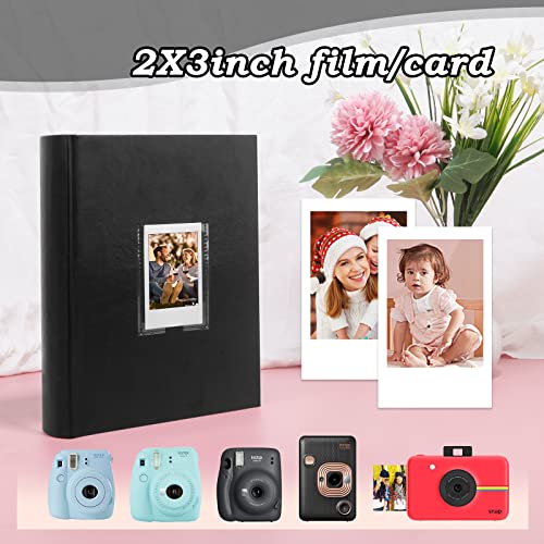 128 Pockets Photo Book with Writing Space for Fujifilm Instax Mini 12/11/9/40/EVO Instant Camera,2x3 Inch Polaroid Photo Album with Front Window,Vegan Leather Cover Hardcover (Black) - Image 2