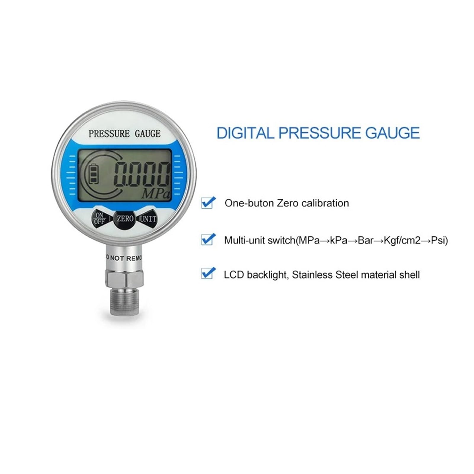 Digitales hydraulisches Manometer, Luft-Öl-Manometer, 60 mm, digitales Manometer(0-1.6Mpa,NPT1-4 Radial)
