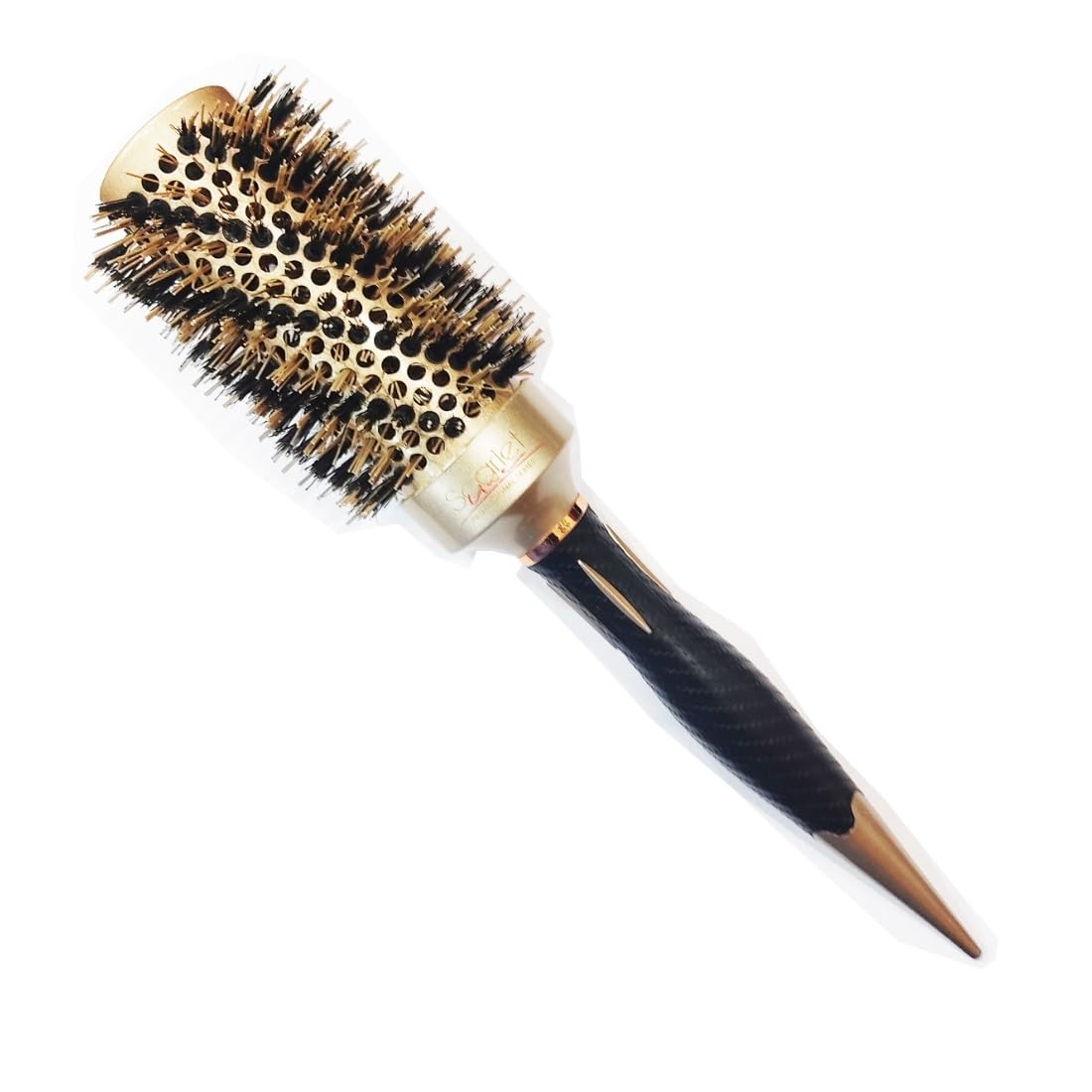 Professional Medium Ceramic Barrel Heat Reminder Hot Curling Round Hair Brush For Men n Women, Black n Golden Color, 33 mm-image-37