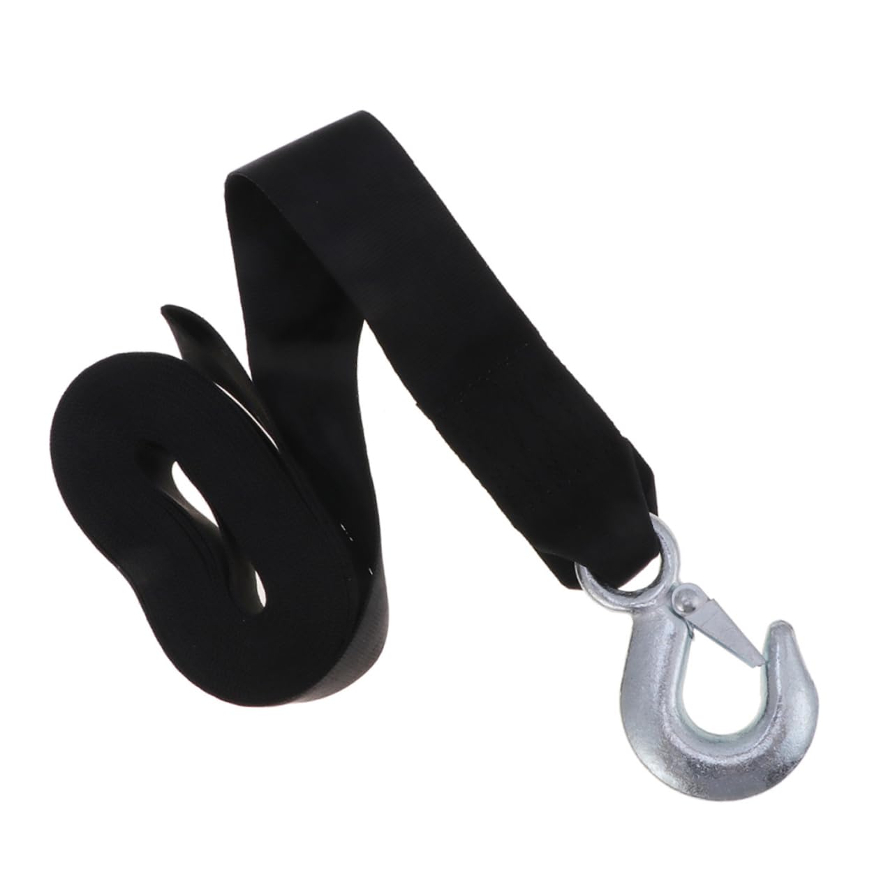 GRIRIW Marine Winch Strap 1.5 Ton 4.7cm Wide Black Webbing Trailer Winch Rope Stopper