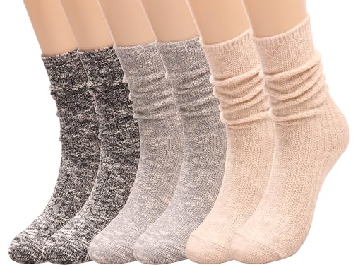 ANCHOVY Women's Socks Winter Wool Casual Slouch Socks Thick Knit Warm Cozy Cotton Knee High Boots Socks Gifts,Size5-9,#C1019