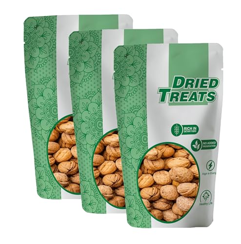 Image of Dried Treats Dried Fruits Nuts And Seeds (Kashmiri Sabut Walnuts /Walnut With Shell, 600g (3x200g))