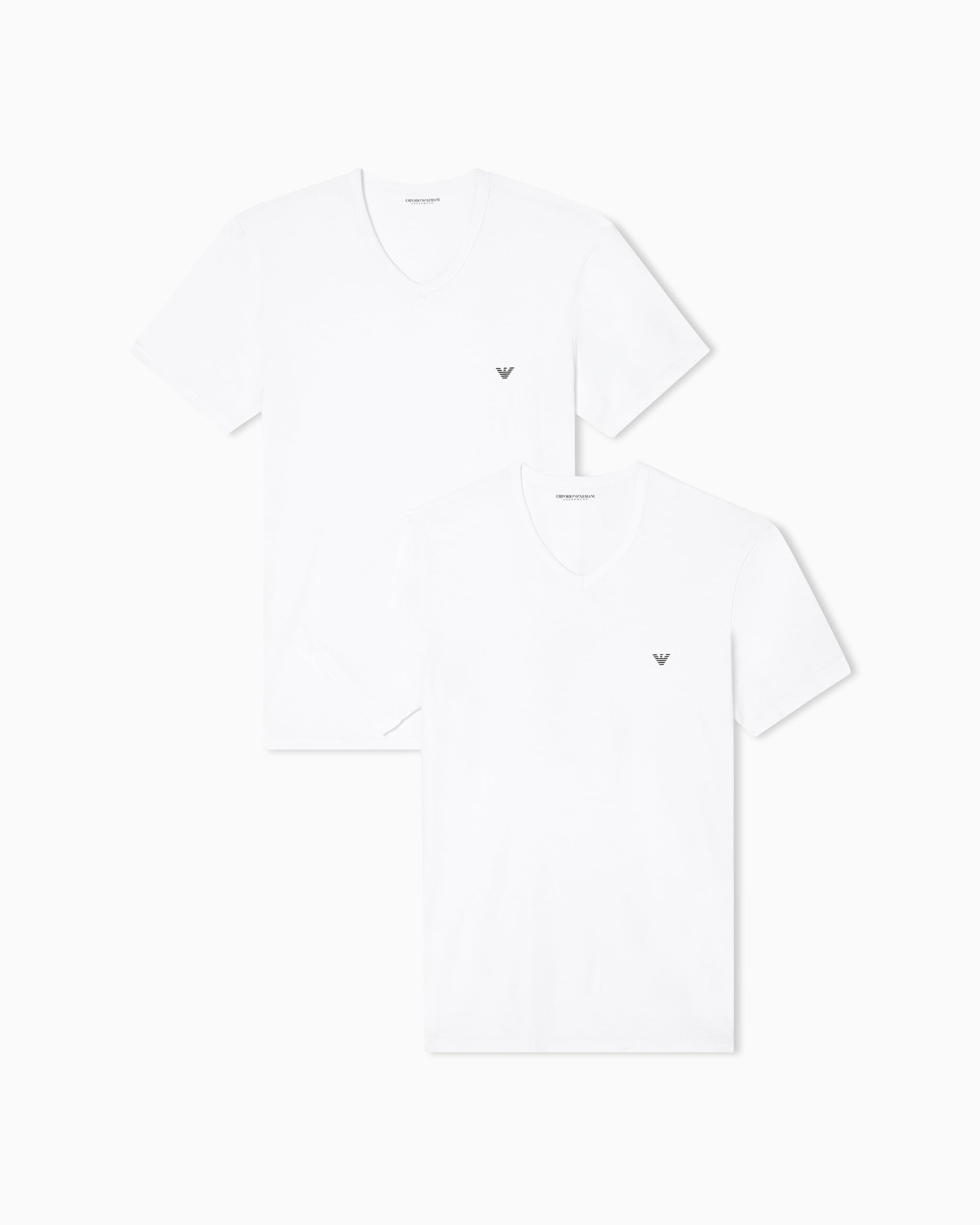 Emporio Armani Man's Core Logoband 2-Pack V Neck T-Shirt, White, XXL, Regular