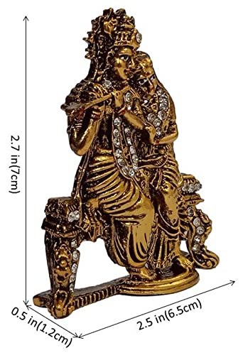 Estatua metálica Radha Krishna con piedras brillantes miniatura 5