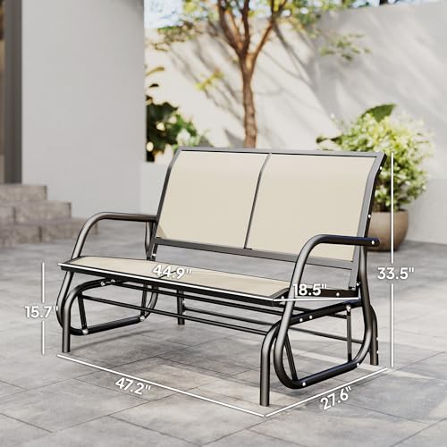Outsunny 2-Person Outdoor Glider Bench, Patio Double Swing Rocking Chair Loveseat w/Powder Coated Steel Frame for Backyard Garden Porch - Image 4
