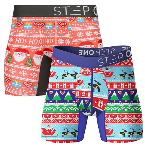 STEP ONE Mens Boxer Briefs, 2 Pairs &ndash; Viscose from Bamboo Anti-Chafing Underwear for Men...