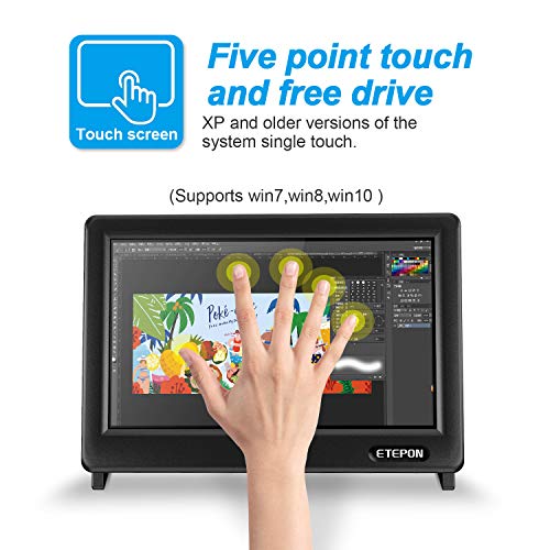 ETEPON 7inch Monitor Raspberry Pi LCD HDMI Input 1024x600 Display, Touchscreen Capacitivo HDMI Monitor con Supporto per Raspberry Pi/Windows 7/8/10 - EP711
