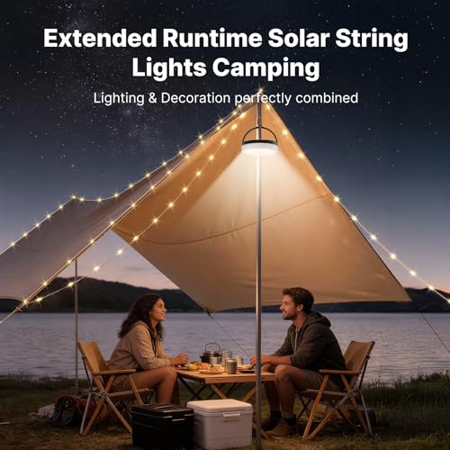 OGERY Solar Camping String Lights, 5400mAh/ 49.2FT/ 11 Modes Rechargeable Camping Lights Outdoor/Indoor, 4-in - Additional View