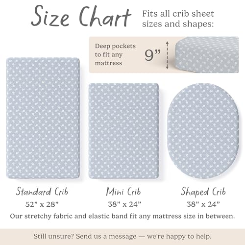 Image of Crib Sheets for Boys & Girls - 2 Pack Fitted Baby Crib Sheets Neutral for Standard & Toddler Bed Mattress - Buttery Soft Organic Cotton Blend (Linnea Blue Floral)