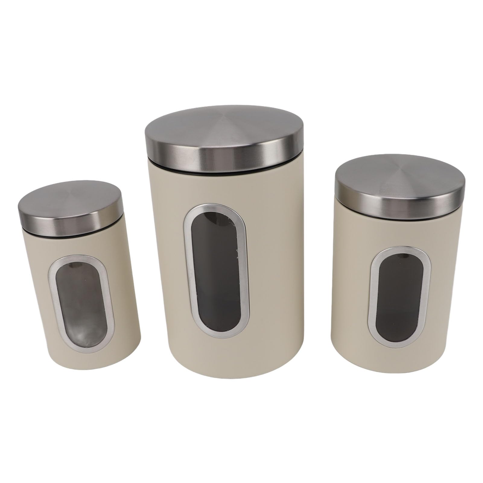 Juego de botes de cocina, recipientes herméticos para almacenar alimentos con tapas, ventana transparente, apilables para ahorrar espacio, para organización de despensa (Beige)