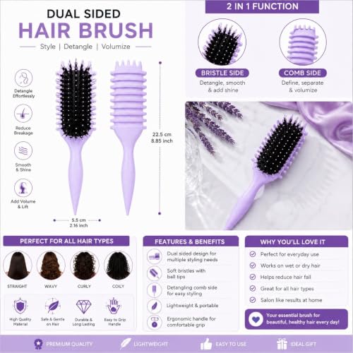 Image of Premium 3D Detangling Hair Brush for Women & Men- Anti Hair Fall Comb for Curly, Wavy & Straight Hair | Hair Straightening Brush, Wet & Dry Styling Brush | Scalp Massager, Frizz Control & Tangle Free Grooming Brush (PADDLE PURPLE)