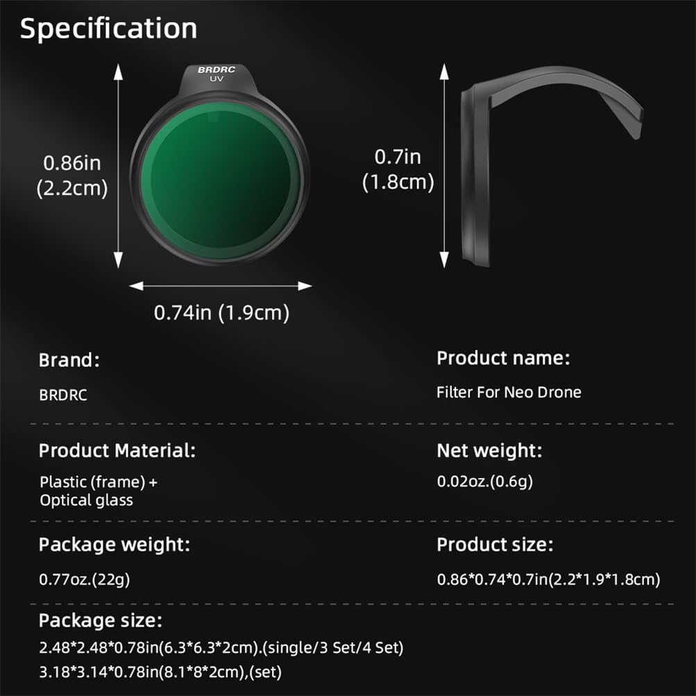 Lentilles de gradation ND, verres polarisants CPL, lentilles de protection UV, pour filtres en verre optique DJI Neo (ensemble de trois pièces)