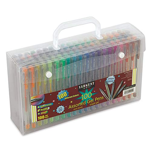 Sargent Art 22-1499 100 Count Assorted Gel Pen Set-100, Glitter, Metallic, Fluorescent