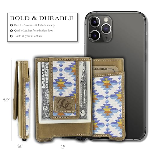 Men's Auto Pop Up Wallet RFID Blocking, Full-Grain Leather, 7 Card Capacity (Aztec)4