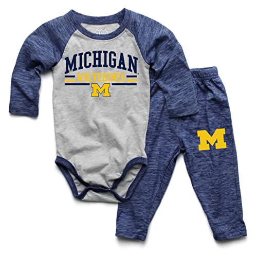 Image of Wes and Willy Baby College Sports Fan Long Sleeve One Piece and Pant Set