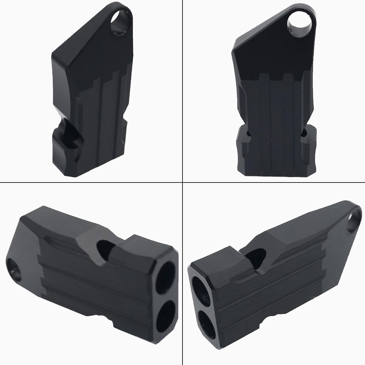 CTRICALVER Noodfluitje, signaalfluitje, trilerfluitje, verticale strepen, zilver, hoge decibelfluitje van aluminiumlegering met hoog decibelaantal, met sleutelhanger en omhangkoord