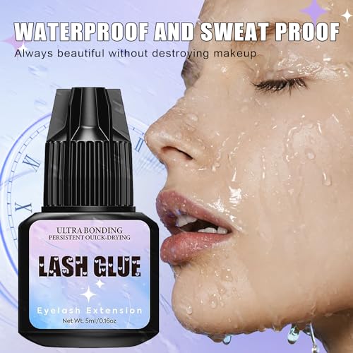 Yieldcropper Sensitive Lash Extension Glue Kit-Strong Hold Cluster Lash Glue | 3-4 Weeks Long Lasting | Waterproof & No Irritation | 2-3 Sec Drying Time | Black Eyelash Glue For Beginner Diy Or Professional thumb #5